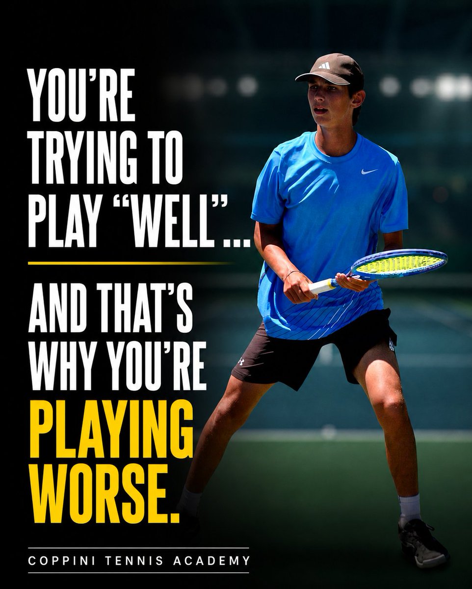 TennisworldUSA's tweet image. You’re not playing worse because of your level.

You’re playing worse because you’re trying to “play well.”
You’re chasing perfect shots instead of solving the point.

👉 patreon.com/posts/youre-tr…

#tennis #mentalgame #performance #focus