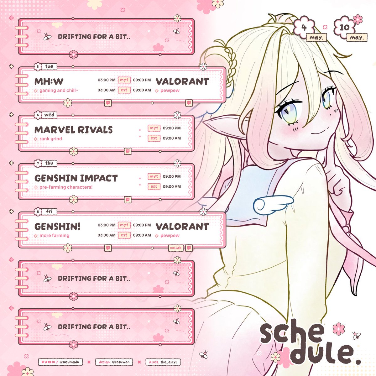susumaduu_'s tweet photo. Bought a new monitor and I feel like playing com[ games >:) will be balancing cozy + pew pew games this week ♡【4/5-10/5】
GENERAL: #susumaduu
LIVE: #MelkTime
ART: #susucanvas
CLIPS: #MelkClips
FAN NAME: Melkypuffs https://t.co/E9I1D8Vfmu