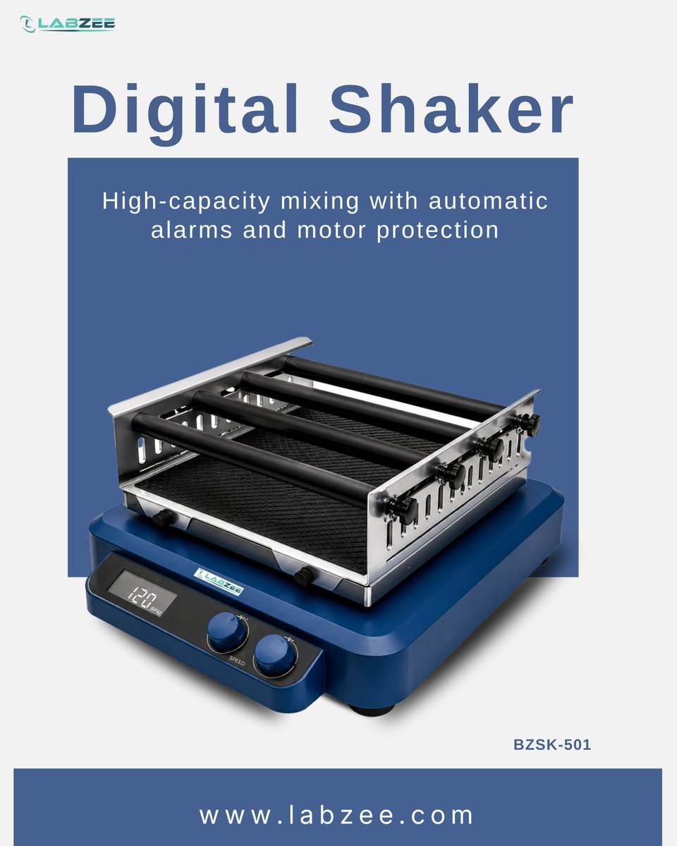 labzeequipment's tweet image. Digital Shaker BZSK-501 this benchtop shaker features linear and orbital shaking modes with a 7.5 kg load capacity and digital speed control. 

Learn more: labzee.com/digital-shaker…

info@labzee.com

#Labzee #Laboratory #LabEquipment #CellCulture #Microbiology