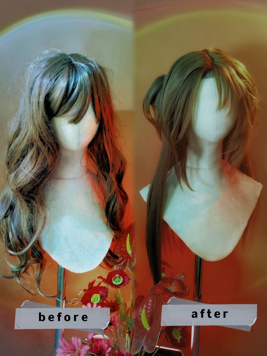 xuan_ryuu's tweet photo. finished styling my cosplan wig, ChroNoiR ( AIZO cover version ) 𑁍ܓ˚₊
it's a little bit difficult to make both of the hairline and Kanae's bun, but i'm glad i could survive~!
#叶コスプレ #葛葉コスプレ #chronoircosplay #wigstyling #wigmaker https://t.co/zgGcYiQT9p