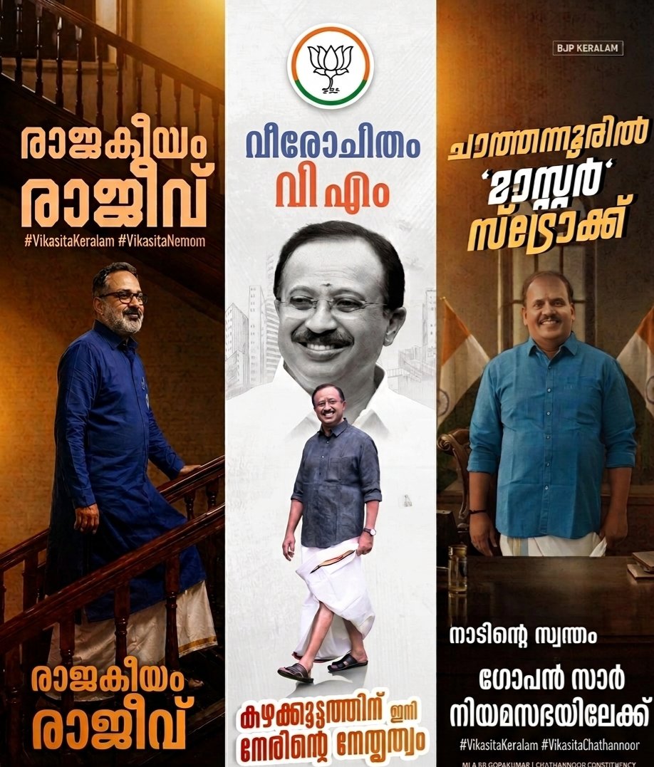 TheSureshGopi's tweet photo. കേരളത്തിന്റെ നിയമസഭയിലേക്ക് താമര വിരിയിച്ച മൂന്ന് പോരാളികൾക്കും അഭിനന്ദനങ്ങൾ!
 
​കഴക്കൂട്ടത്ത് വി. മുരളീധരനും, ചാത്തന്നൂരിൽ ബി. ബി. ഗോപകുമാറും, നേമത്ത് രാജീവ് ചന്ദ്രശേഖറും കുറിക്കുന്നത് പുതിയ ചരിത്രം. ജനങ്ങളുടെ വിശ്വാസത്തിന് കരുത്തായി നിങ്ങളുണ്ടാകുമെന്ന് ഉറപ്പാണ്. https://t.co/Z2fSJT2cs8