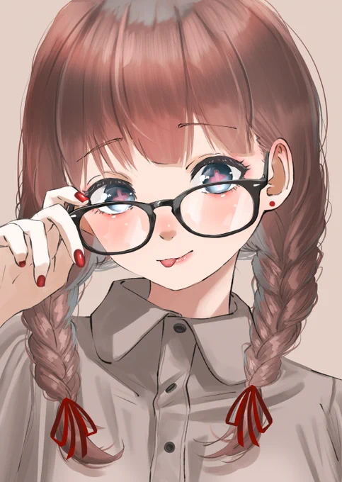 #ちぇり絵 おさげ眼鏡ちえりちゃん。