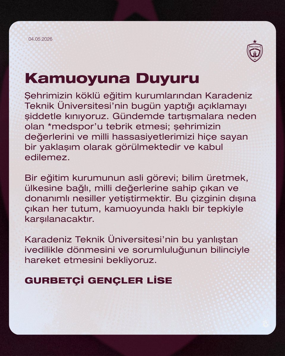 Gurbetçi Gençler Lise tweet media