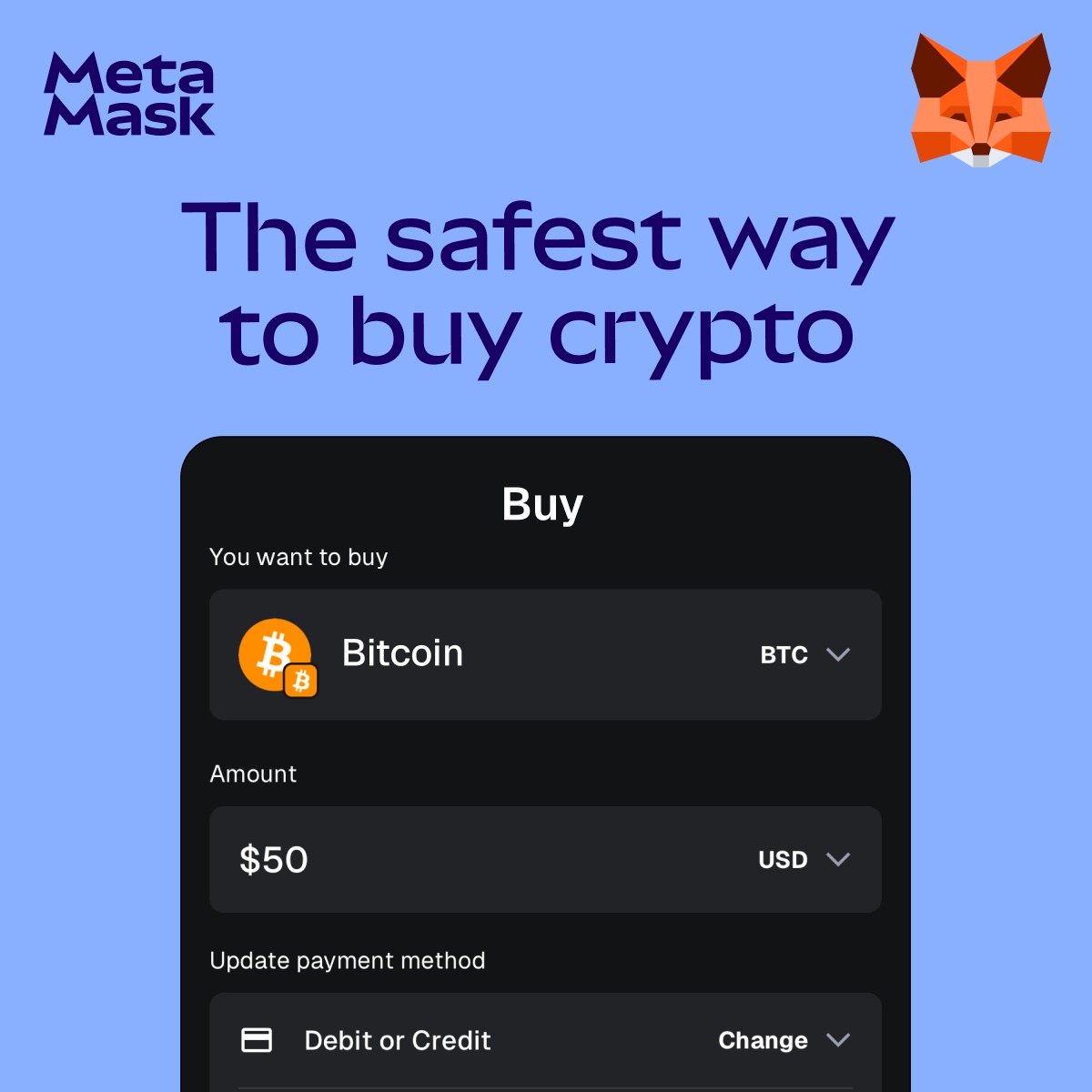 MetaMask's tweet photo. Over 100 million people started here. So can you. Go from cash to crypto in minutes with MetaMask.