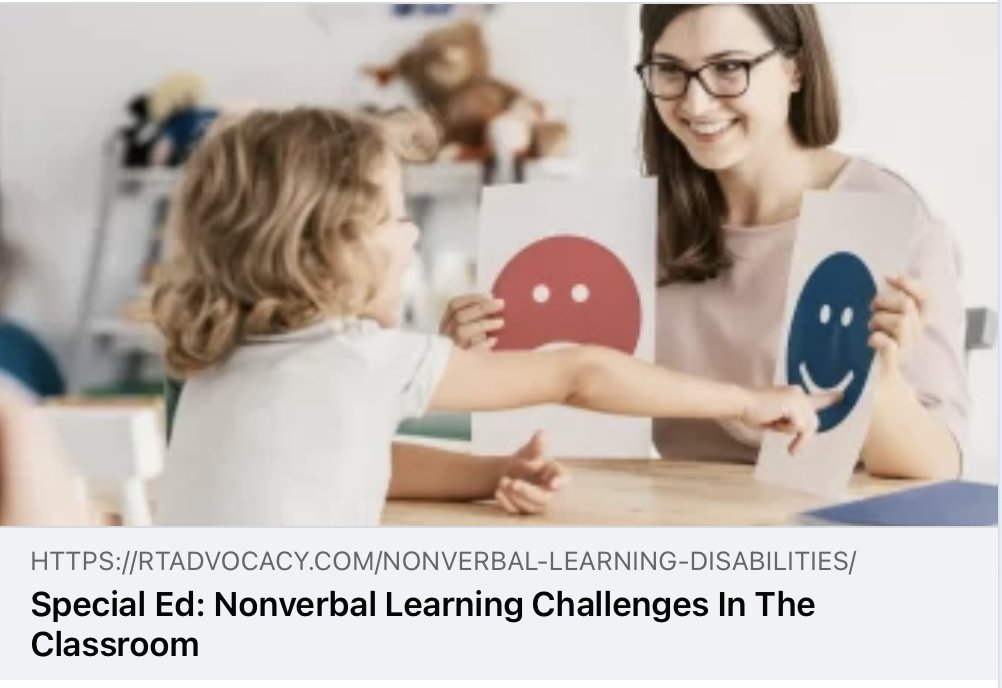 LeahTheAdvocate's tweet image. Nonverbal Learning challenges involve "non-language-based" skills such as motor, visual-spatial, comprehension, or social skills. 
Leah Sansone | Special Education Advocate | 919-510-3180
rtadvocacy.com/nonverbal-lear…
#specialeducationadvocate #specialeducation #IEP