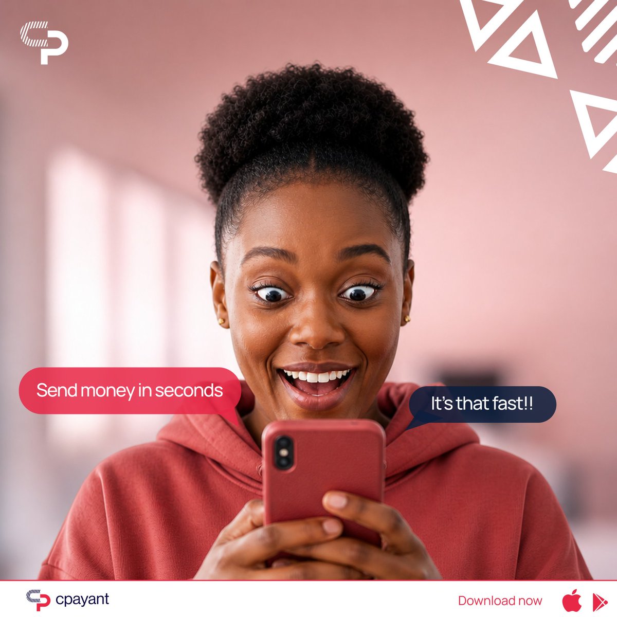 cpayantmobile's tweet photo. "Send money in seconds. It’s that fast!!" ⚡😲

Whether you’re paying a friend for dinner or sending support to family across Africa, CPayant ensures your personal transfers are instant and secure. Life doesn't wait, and with us, neither does your money.

Experience the speed: https://t.co/pAoKKmHIVp