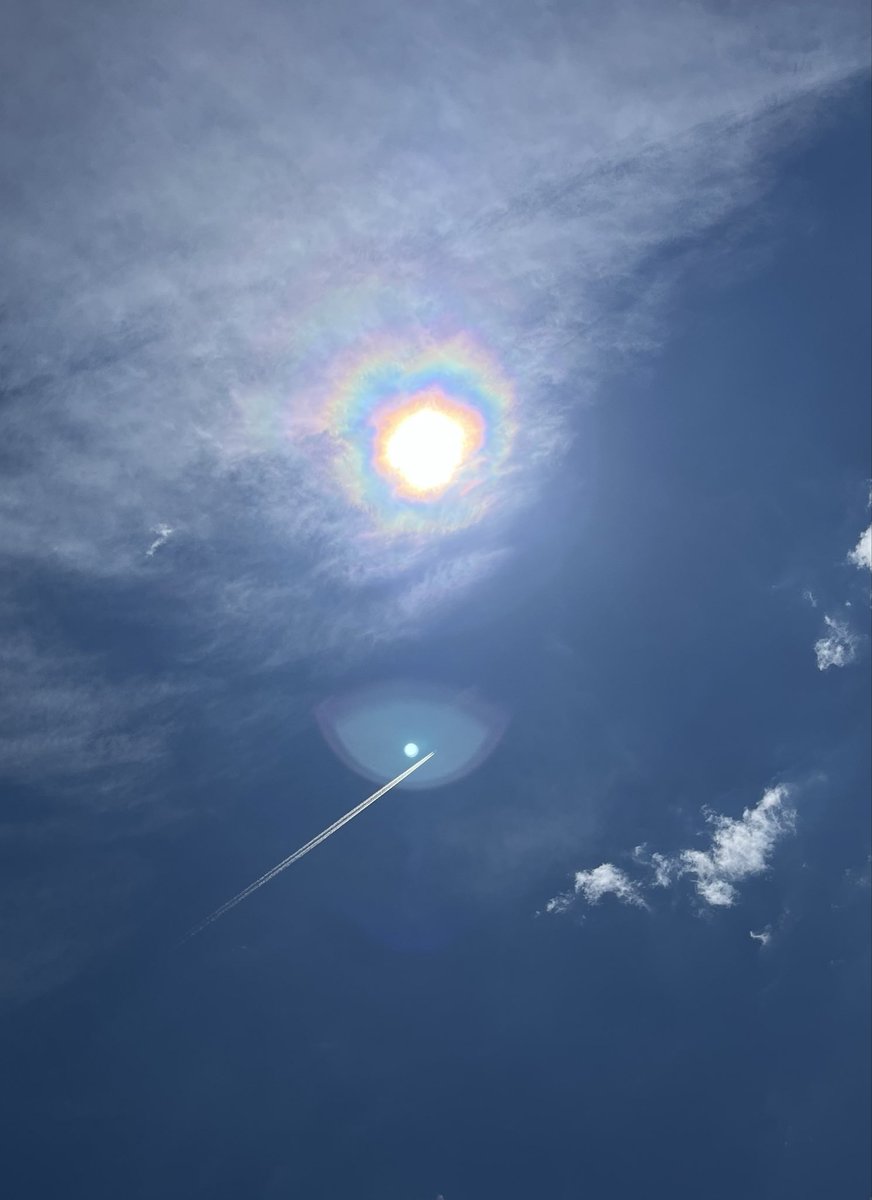 grandy77358522's tweet photo. 玄関開けたら
まっしろさん====✈︎
今日の太陽☀️すごいカラフル🌈 https://t.co/xM0TiFoP18