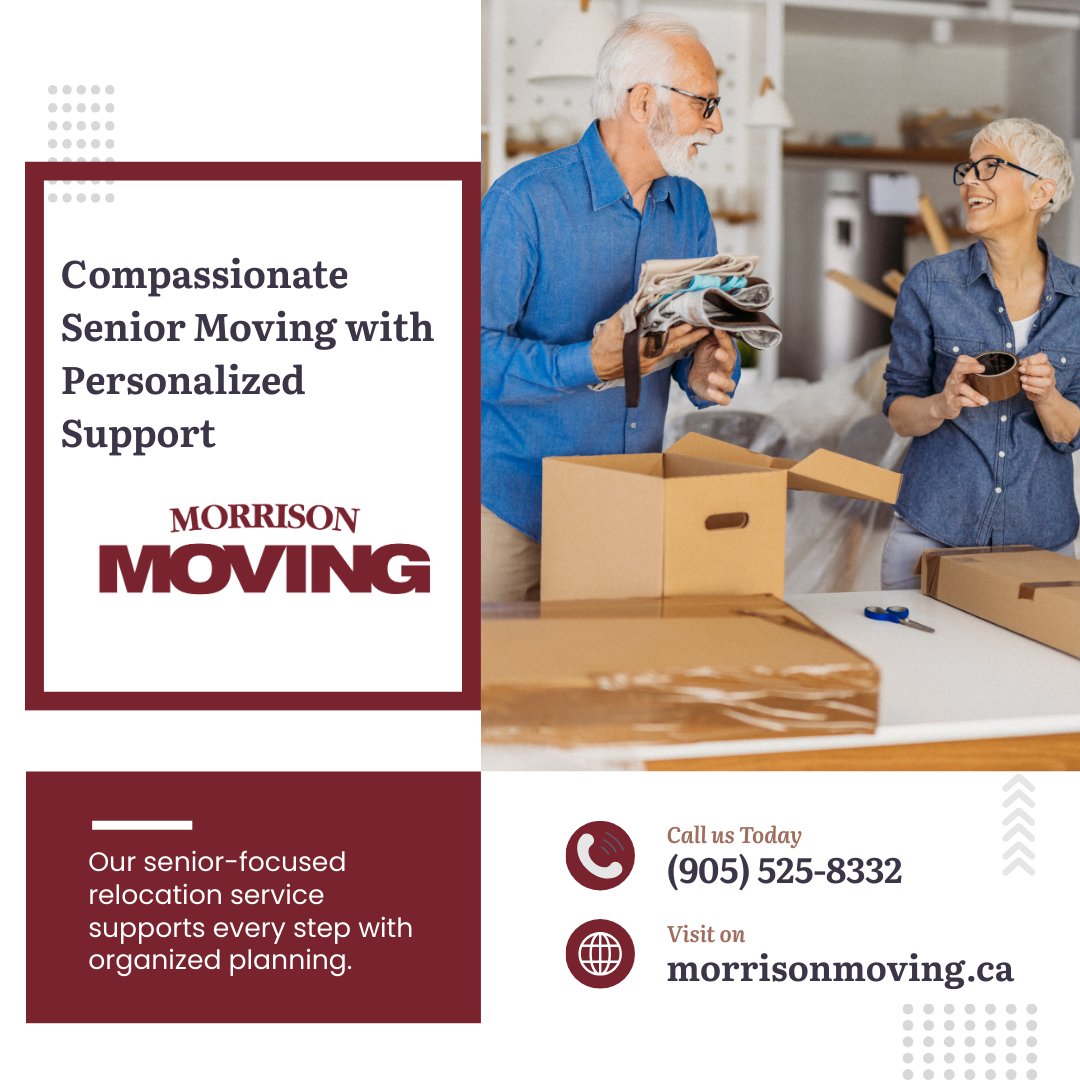 MorrisonMoving's tweet photo. Moving later in life deserves patience, clarity, and a team that understands the details that matter. Our senior-focused relocation service supports every step with organized planning, room-by-room setup, and gentle guidance to make the transition feel comfortable. https://t.co/onB7WRHJCC