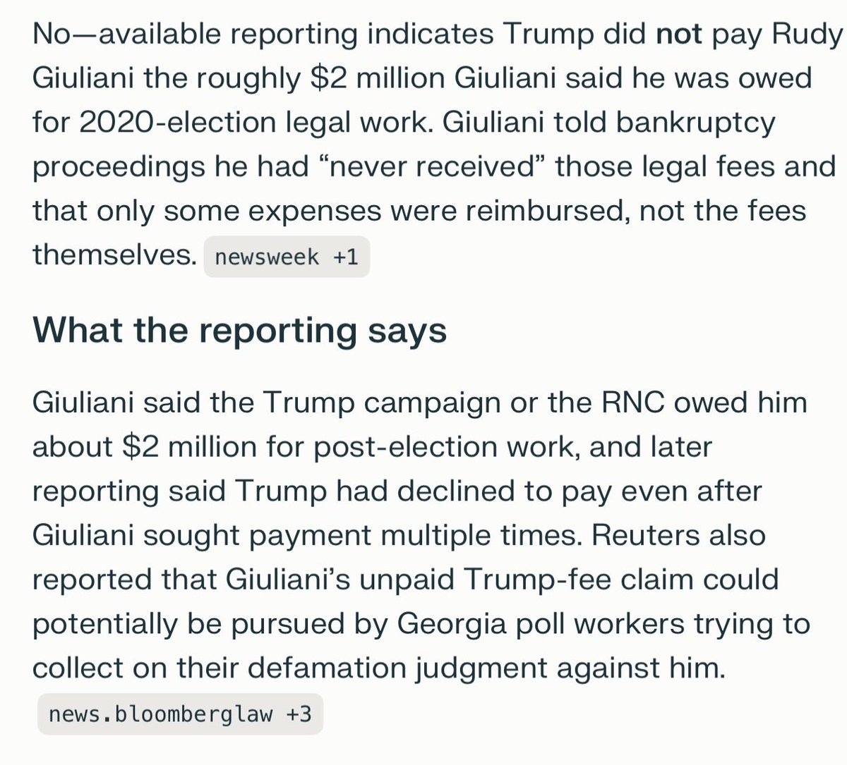 Manntaray63's tweet photo. @mmpadellan How nice of Idiot Man to gush over Giuliani, when he stiffed him in 2020 #TrumpNeverPaysHisBills https://t.co/oKOBzb9BEU