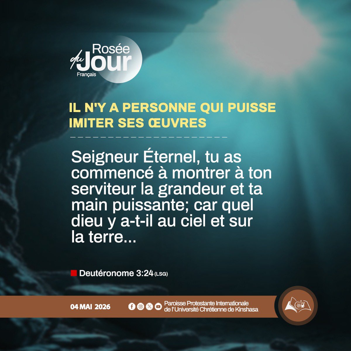 ParoisseU's tweet image. Dieu est grand et Puissant; Il réalise des choses extraordinaires que personne, parmi les hommes ne peut accomplir.

📌 N’attribuons pas les actions ou les exploits de notre Dieu aux idoles. Ce que l’Éternel accomplit est bien au-delà de ce que quiconque peut réaliser.
#Dieu #Foi