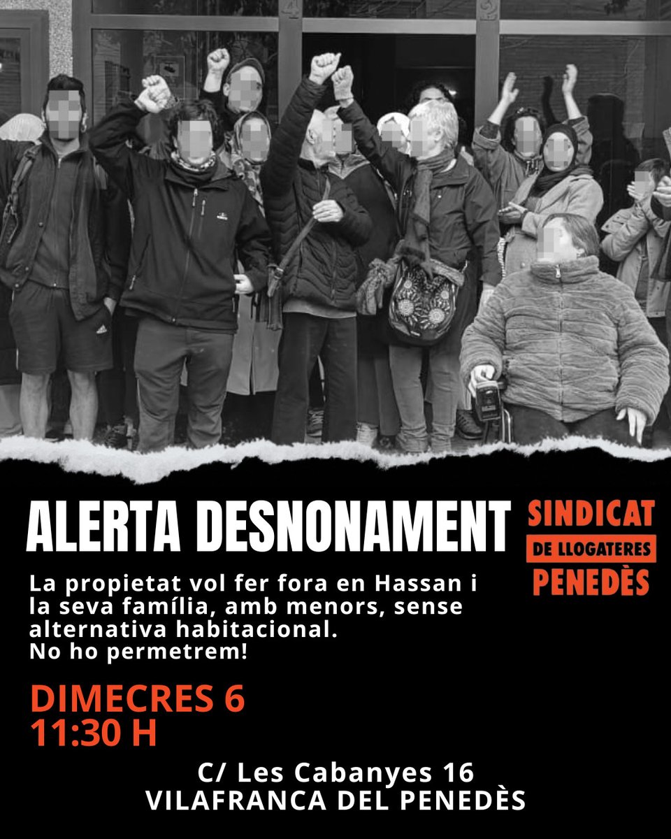 SindicatP's tweet photo. Aquest dimecres tenim dos desnonaments ambdos amb menors que convoquem per a parar https://t.co/DPVizBb5eP