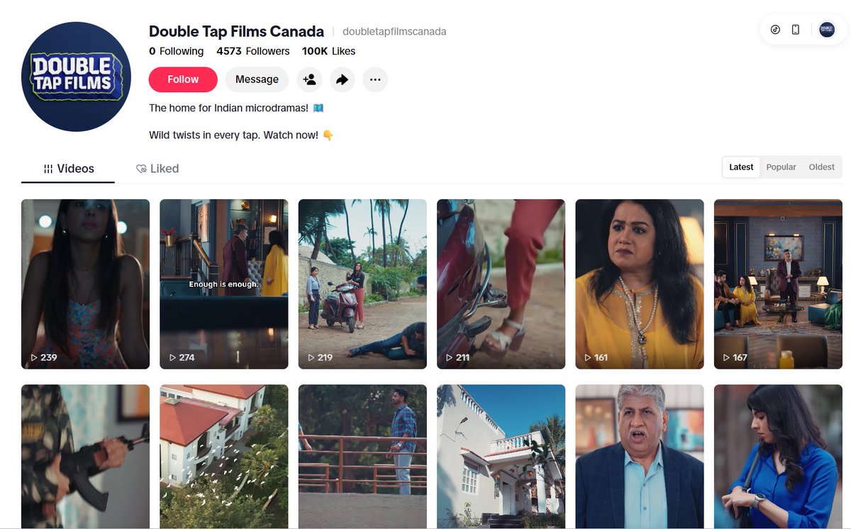 doubletapfilms1's tweet photo. We’ve started taking our microdrama shows live on TikTok international regions, and the Canadian audience has welcomed us with open arms. Within just a few hours of the first episodes going live, our Canada page surpassed 100K likes!

This is just the beginning....... https://t.co/uhj4mOHm6q