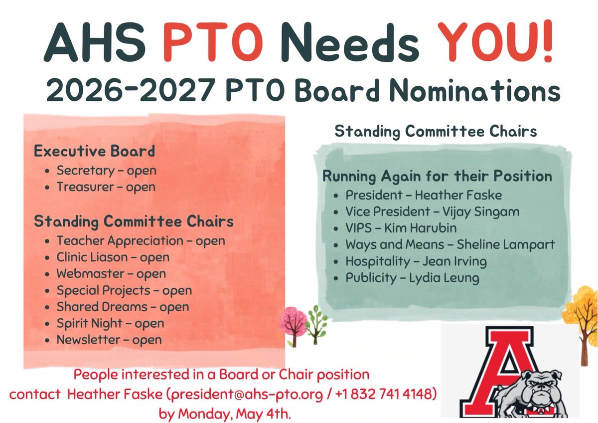AHS_PTO24's tweet photo. Please mark your calendar for our last meeting of the year and last spirit night of the year. Also if you are interested in getting involved in AHS PTO next school year please reach out to the contact on the flyer. May the Forth be with you and Happy Cinco de Mayo. ❤️ https://t.co/sPMaN6RWPN