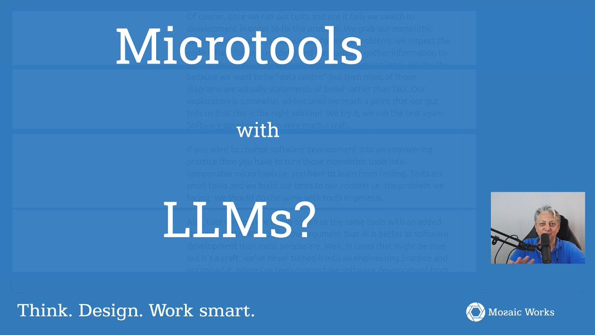 mozaicworks's tweet photo. Blast from the past:Microtools with LLMs #Blog #Video #AI #MoldableDevelopment #Programming #Video #Video https://t.co/4TCZfjMuRF 
https://t.co/4TCZfjMuRF https://t.co/xqrifEwItn