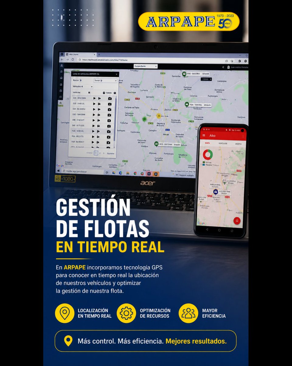 ARPAPE1's tweet photo. 🚗📍 Innovación que nos mueve
En ARPAPE usamos tecnología GPS para gestionar nuestra flota en tiempo real.
✔ Más control
✔ Mayor eficiencia
✔ Mejor coordinación

Seguimos avanzando para ofrecer el mejor servicio.
#ARPAPE #GPS #GestiónDeFlotas #Eficiencia https://t.co/hatYHig11c