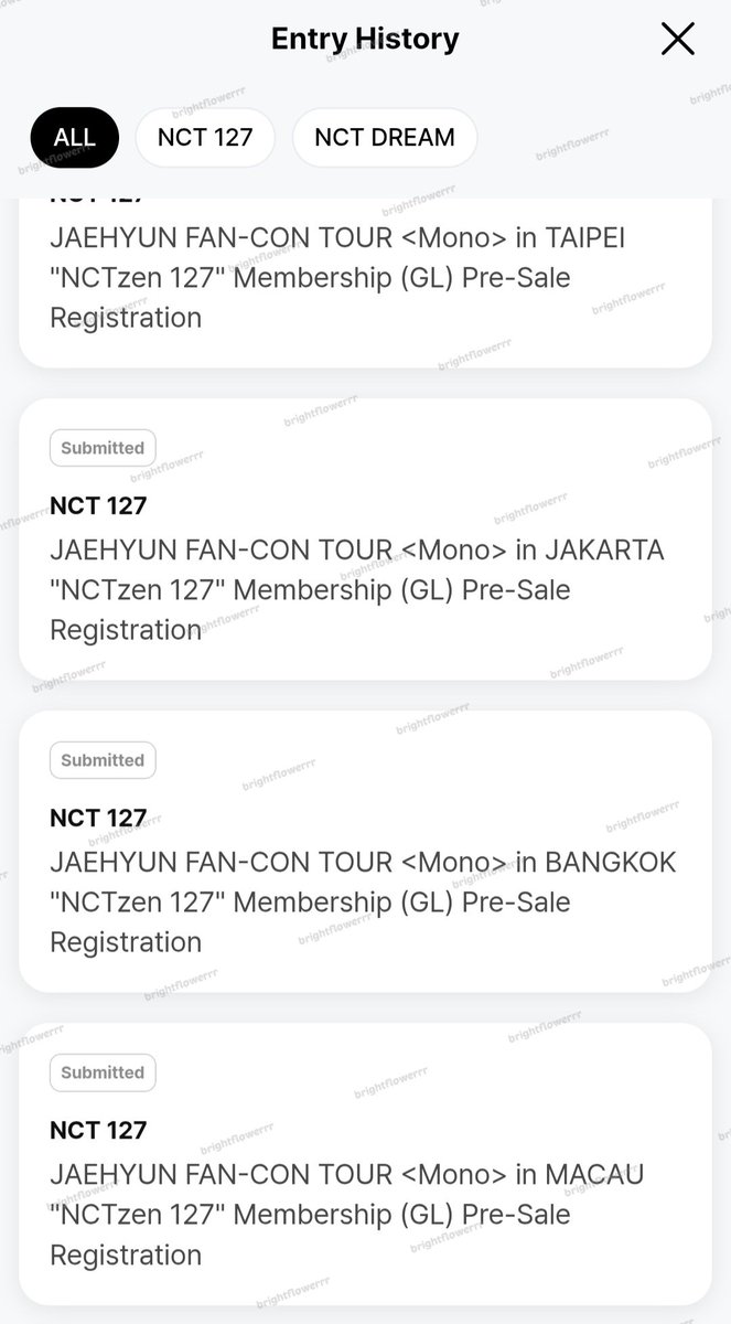 want to rent membership NCT 127 for JAEHYUN FAN-CON TOUR <Mono>

avail 1 code for
- Taipe 
- Jakarta
- Bangkok
- Macau

💸 125.000
 
only accept ina bank
international fans can purchase

#wts #wtb #wtt #wtr