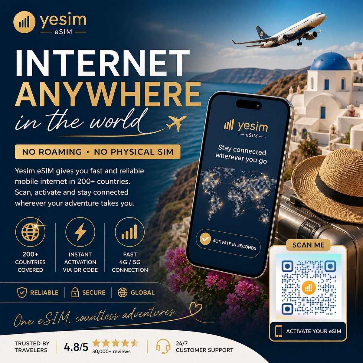 nicklnromania's tweet image. Tired of expensive roaming fees or swapping SIM cards while #traveling? With Yesim #eSIM, you get instant mobile data in 200+ countries — no physical SIM needed.

👉 Get started now:
yesim.tpx.lv/cdozu0Gx