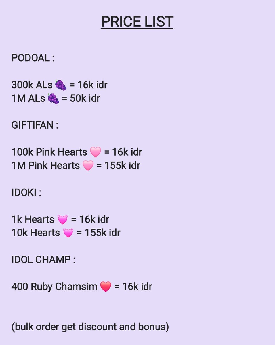 WTS PODOAL, GIFTIFAN, IDOKI, & IDOL CHAMP tweet media