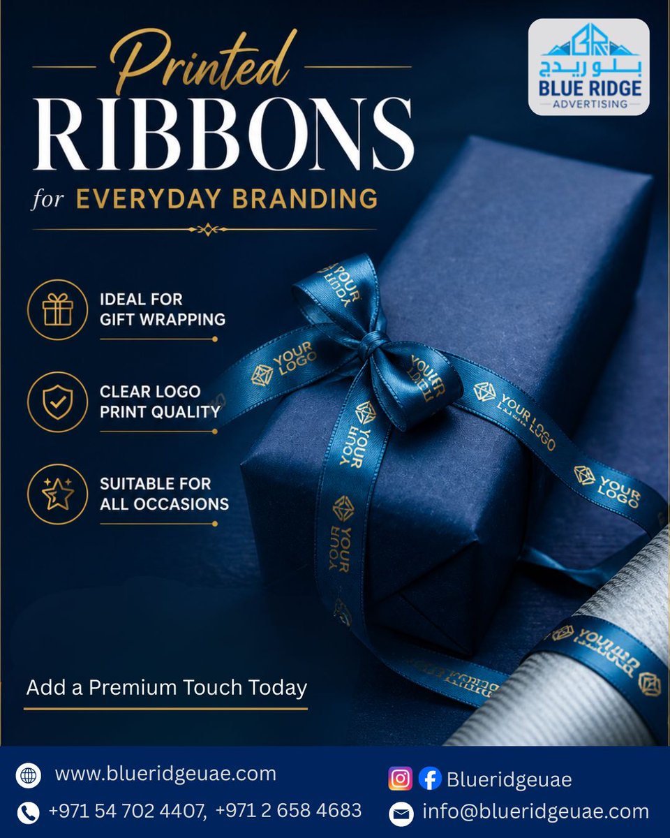 Blueridge_uae's tweet image. Wrap your products in style with our premium printed ribbons.
Perfect for gifts, events and everyday branding.
Order yours today!
blueridgeuae.com

#CustomBranding #GiftWrapping #BusinessBranding
