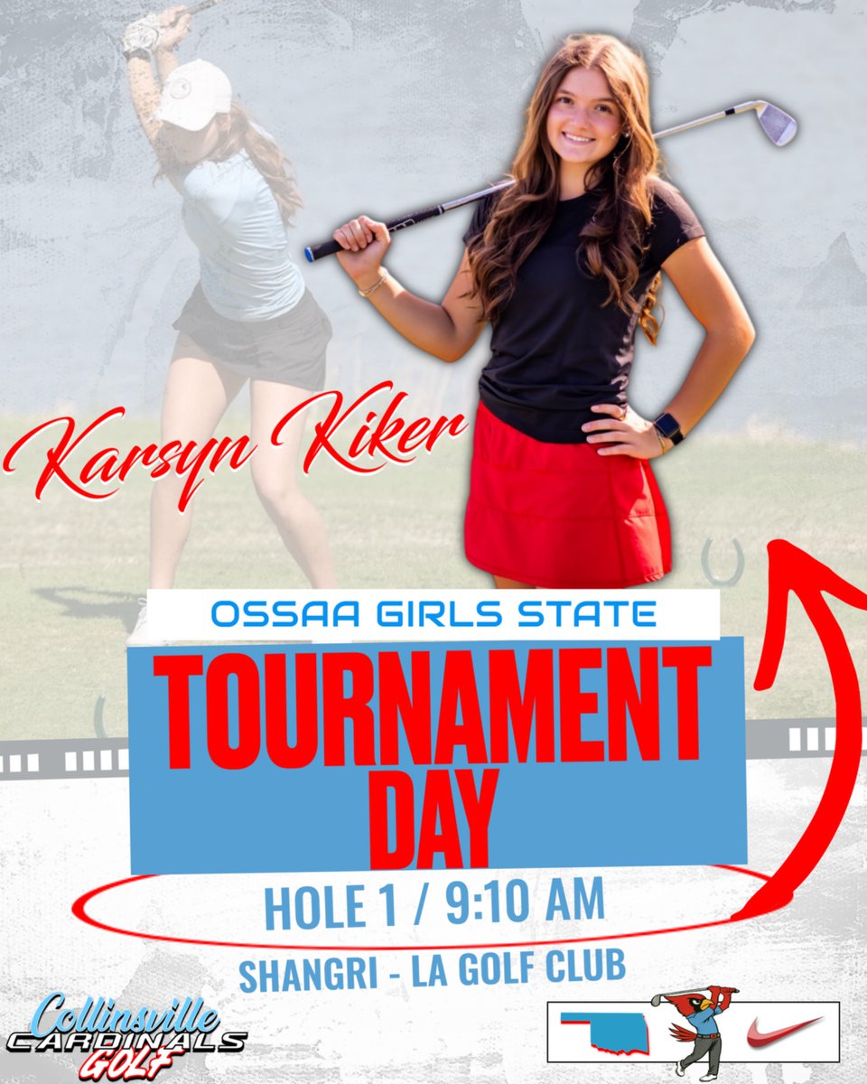 CVilleCardsGolf's tweet photo. Good Luck to Karsyn Kiker as she begins Round 1 of the 5A State Golf Tournament @ShangriLaGolf. @cvilleokschools @cvilleathletes @cvillecards #ItsGoodToBeACardinal #TeeItHigh https://t.co/Rc8X8zVgTD