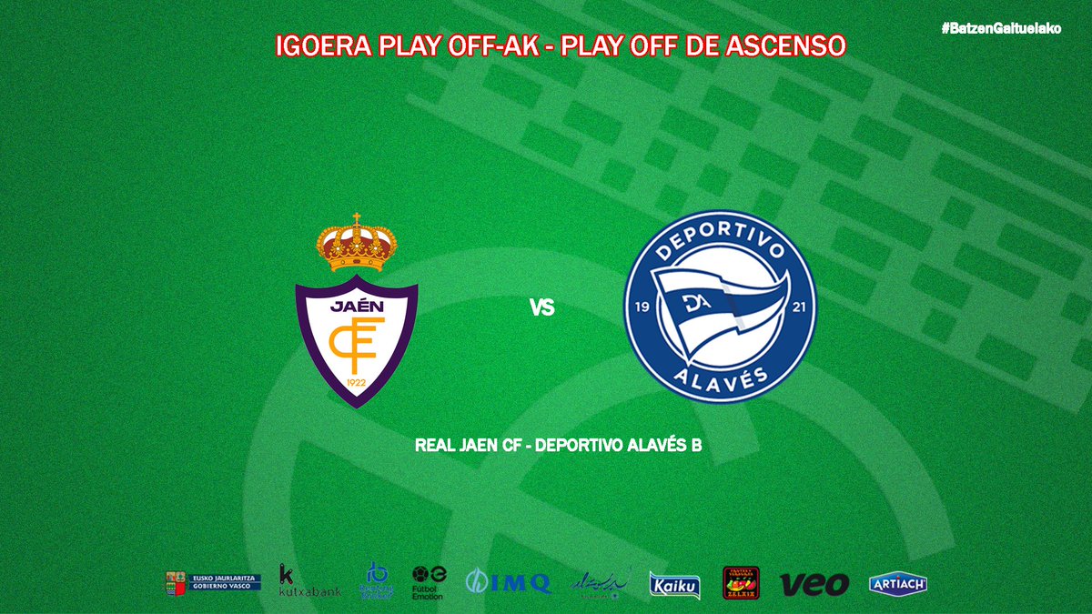 EFF_FVF's tweet photo. 𝗣𝗟𝗔𝗬 𝗢𝗙𝗙

🆚 @Alaves_eus B-k @RealJaenCF izango du aurrean Lehenengo Federaziora igotzeko Play Off-eko lehenengo kaporaketan.

🆚 El @Alaves B se medirá al @RealJaenCF en la primera eliminatoria del Play Off de ascenso a Primera Federación.

💪Zorte on! https://t.co/C3bxSyOjYi
