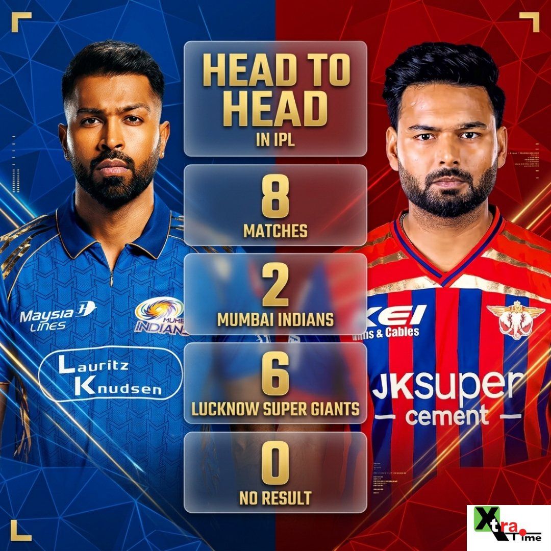 xtratimeindia's tweet image. LSG HAVE THE EDGE 🚨🔥

Lucknow Super Giants have dominated Mumbai Indians in head-to-head battles so far 💥

But tonight at Wankhede… can MI turn it around? 👀⚡

#IPL #IPL2026 #MIvsLSG #XtraTime
