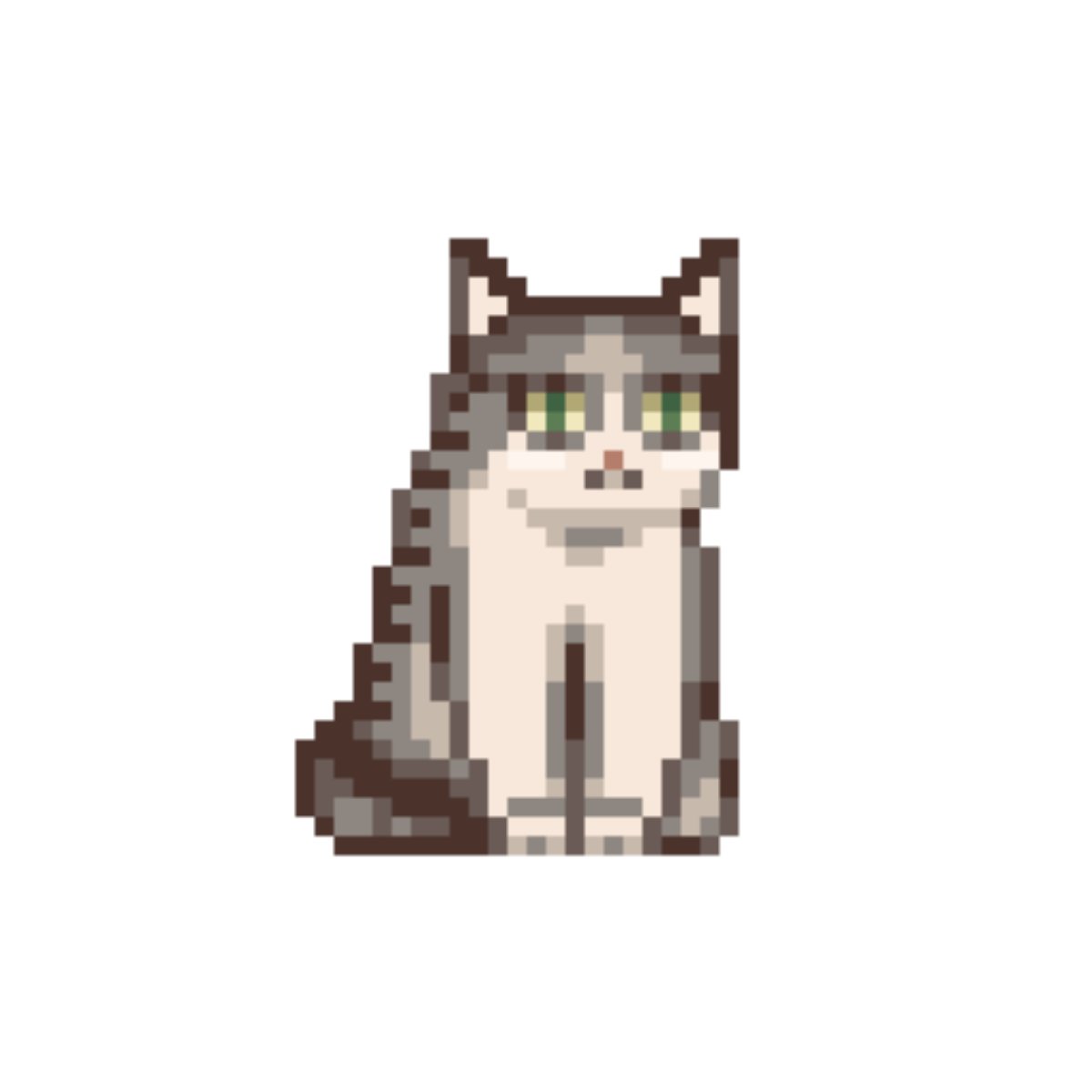 Yukida_Yu's tweet photo. ちょこんと座る猫のピクセル素材を追加しました🐱

レトロゲーム風の画面や、配信画面のすみっこ、プロフィールまわりの飾りなどにどうぞ。

PNG・GIF形式あります！

https://t.co/ouM3XPJiUV

#フリー素材 #猫素材 #ドット絵 #ゲーム素材 https://t.co/iEZfwOvH7T