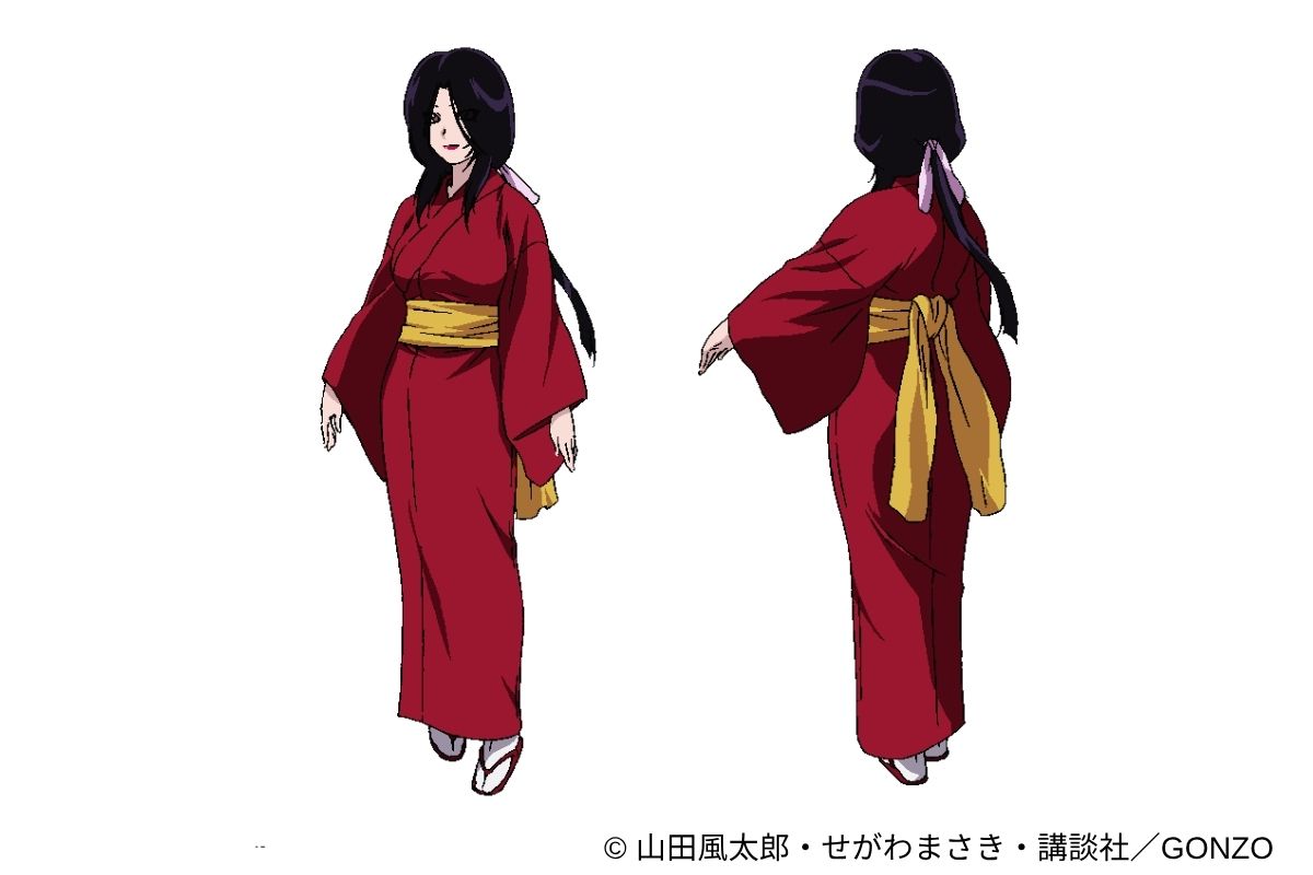 basilisk_koga's tweet photo. 【キャラクター設定：朱絹】
怪しい色香を放つ美女。朧のお世話番。
立ち絵、表情集、そして弦之介と丈助を招いた際の宴の膳の設定資料まで大公開！

CV：渡辺美佐さん https://t.co/ULYNue8yaU