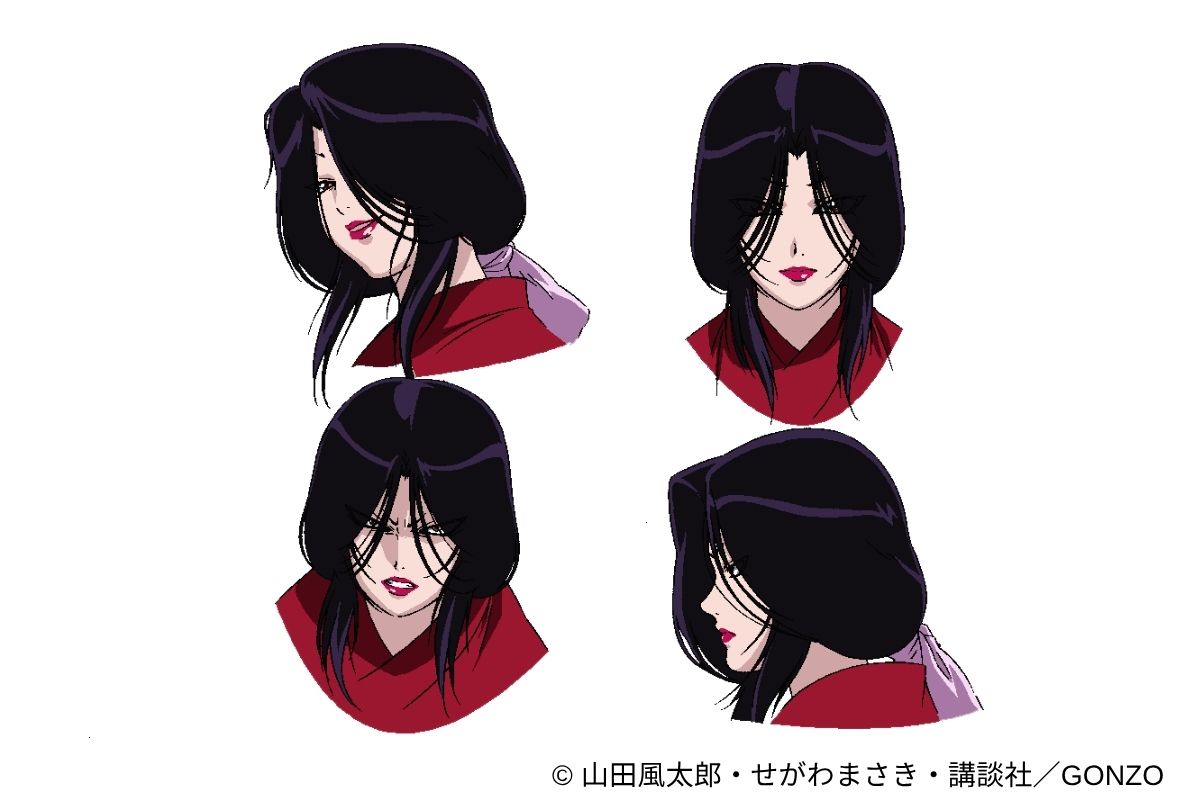 basilisk_koga's tweet photo. 【キャラクター設定：朱絹】
怪しい色香を放つ美女。朧のお世話番。
立ち絵、表情集、そして弦之介と丈助を招いた際の宴の膳の設定資料まで大公開！

CV：渡辺美佐さん https://t.co/ULYNue8yaU