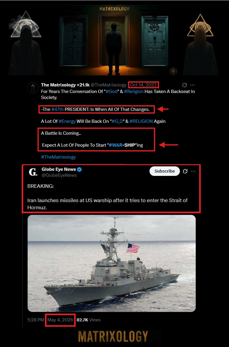 TheMatrixology's tweet image. "The #47th President: Is When It All Changes..

A Battle Is Coming..

Expect A Lot Of People To Start "#WAR-SHIP-ing" - @22_Savage22
__

#BREAKING:
"Iran launches missiles at US #warship after it tries to enter the Strait of Hormuz."

#TheMatrixology