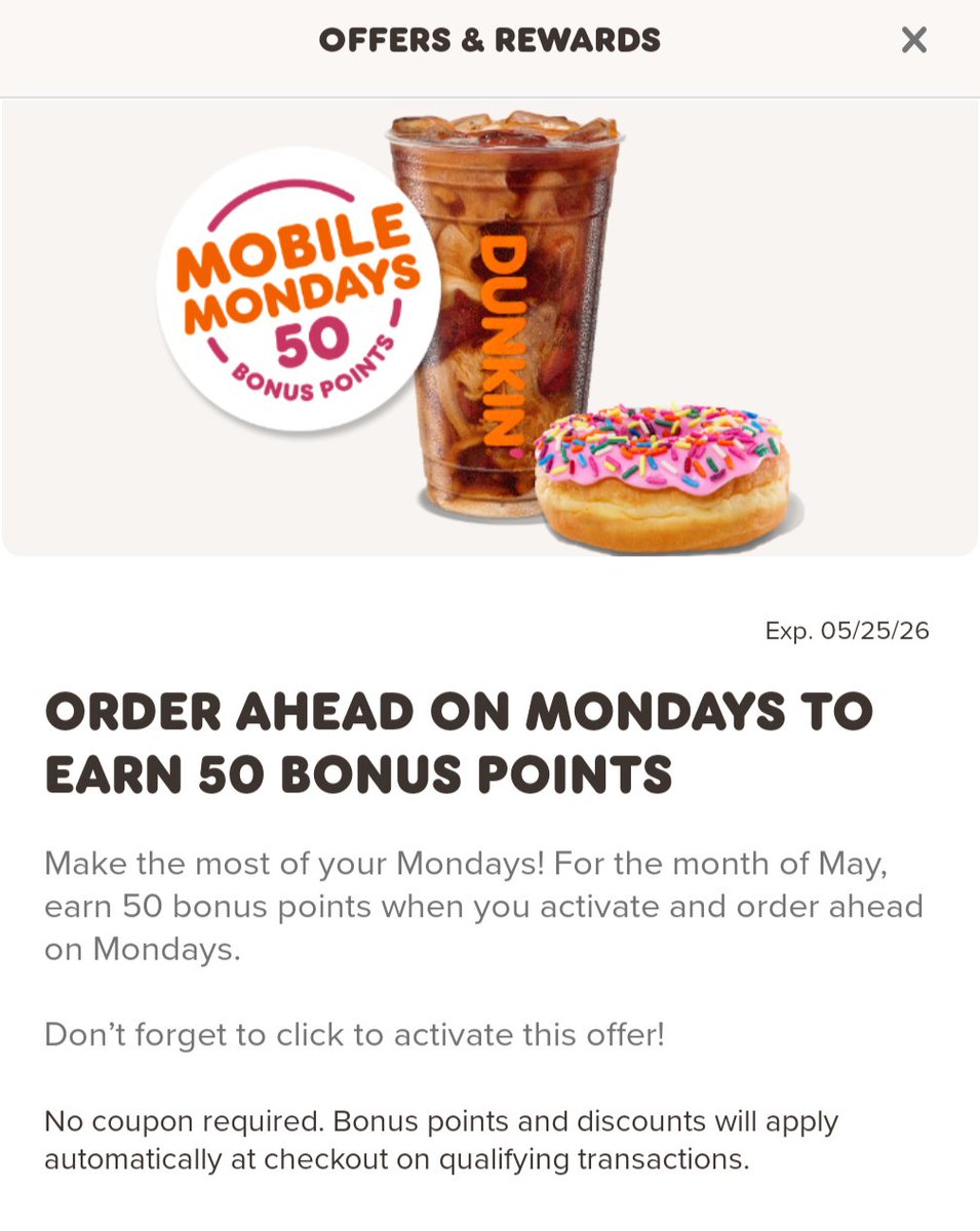 DC330's tweet photo. #Shrinkflation really hit @dunkindonuts mobile Mondays #smh https://t.co/CAOaFDKBlY
