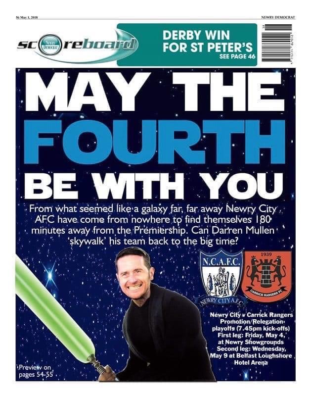 ncr72's tweet photo. Eight years ago today @NewryDemo displayed one of the most random back pages they’ve ever had. Definitely gave me a laugh ahead of what was a massive game @steveonthenet 👏🏻 https://t.co/HbHrbE4Rcx