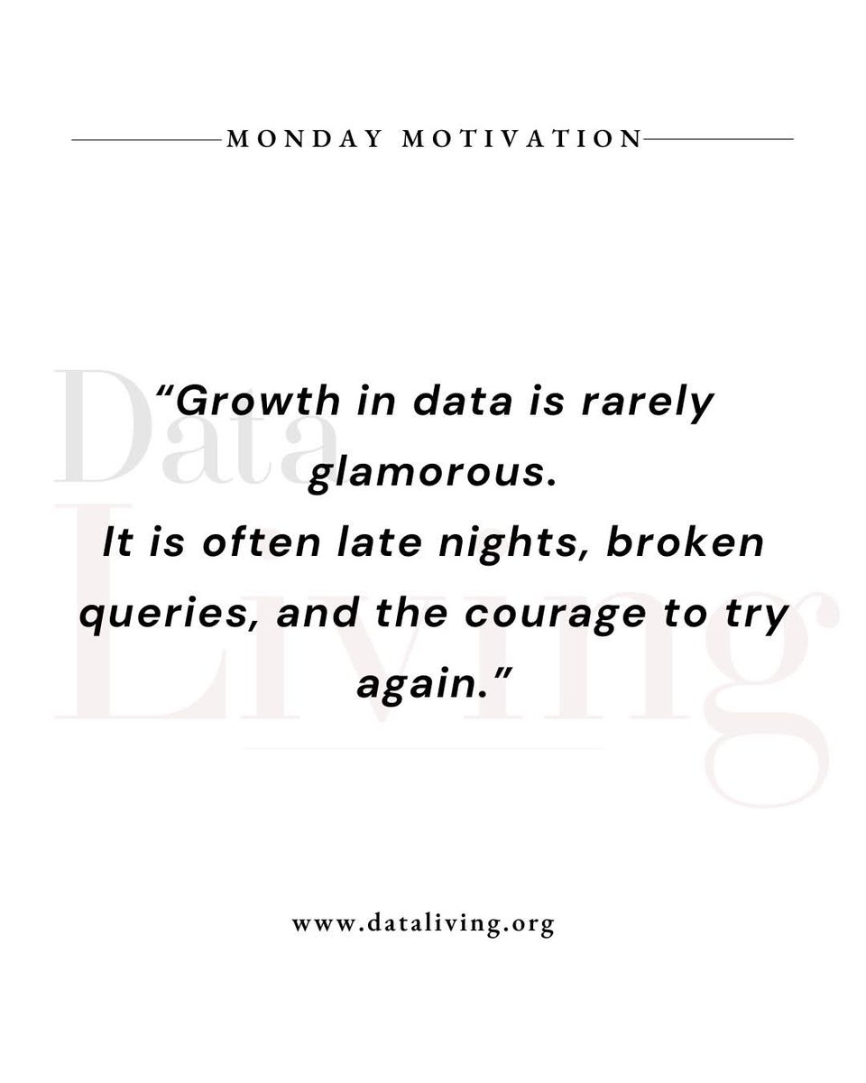 dataliving's tweet image. Late nights and broken queries — that's the real curriculum. 📊

Growth in data isn't always pretty, but every error is just the process working. Keep showing up. 💪

#DataAnalysis #MondayMotivation #LearningInPublic #DataLiving
