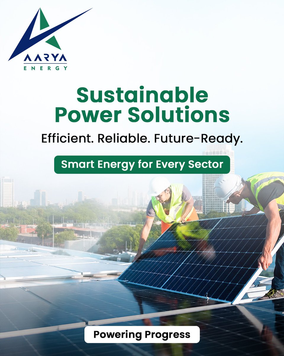 AaryaGroups's tweet image. Powering a cleaner tomorrow with smart, reliable solar solutions. 

Efficient. Future-ready. Built for every sector.

#AaryaEnergy #SolarPower #CleanEnergy #SustainableFuture #PoweringProgress