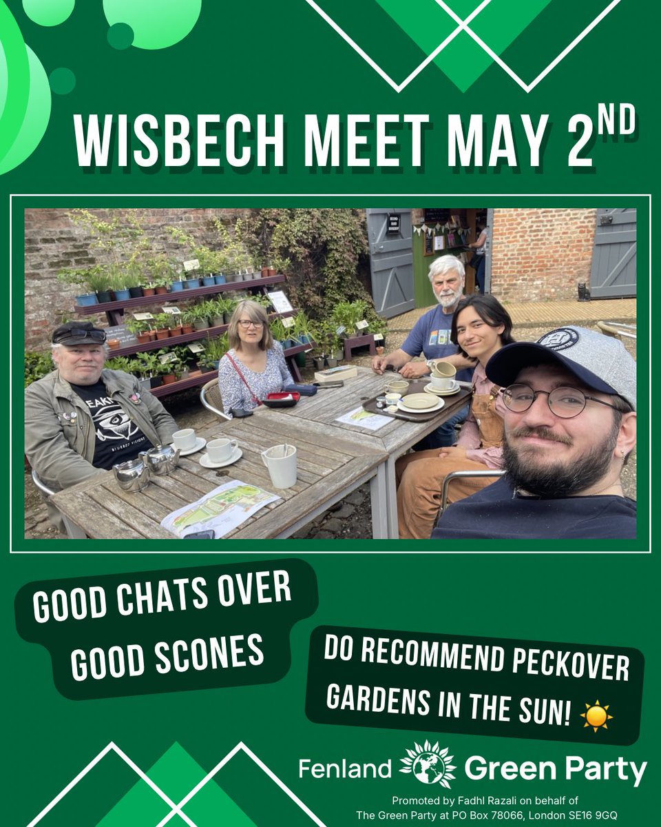 ☀️ Our first meeting in Wisbech in a good long while, was a very lovely morning. All Fenland deserves visiting…

🚂 So next Saturday is on to Whittlesey!

#GreenParty #Wisbech