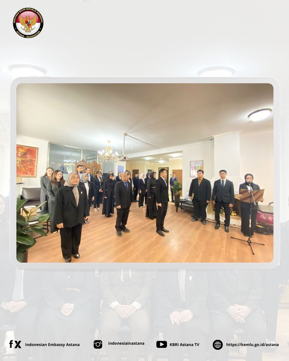 nursultan_kbri's tweet image. Pada hari Senin, 04 Mei 2025, KBRI Astana menyelenggarakan upacara memperingati Hari Pendidikan Nasional di aula KBRI Astana. Upacara dihadiri oleh seluruh staf KBRI Astana.

#inidiplomasi
#diplomasibudaya
#haripendidikannasional
#kbriastana
#kbriastanatheservingembassy