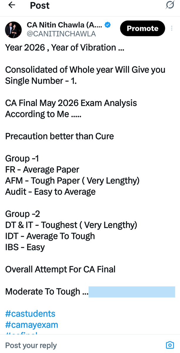 My analysis For CA Final May 26 Exam Till Now ....

✔️ Deep dive 
✔️ Authentic 
✔️ Correct 💯 

CA Final Group -1 Students Can Relate till Now .

Screenshot Attached 

#castudents 
#icai 
#cafinal
#caexam 
#Afm
#FR
