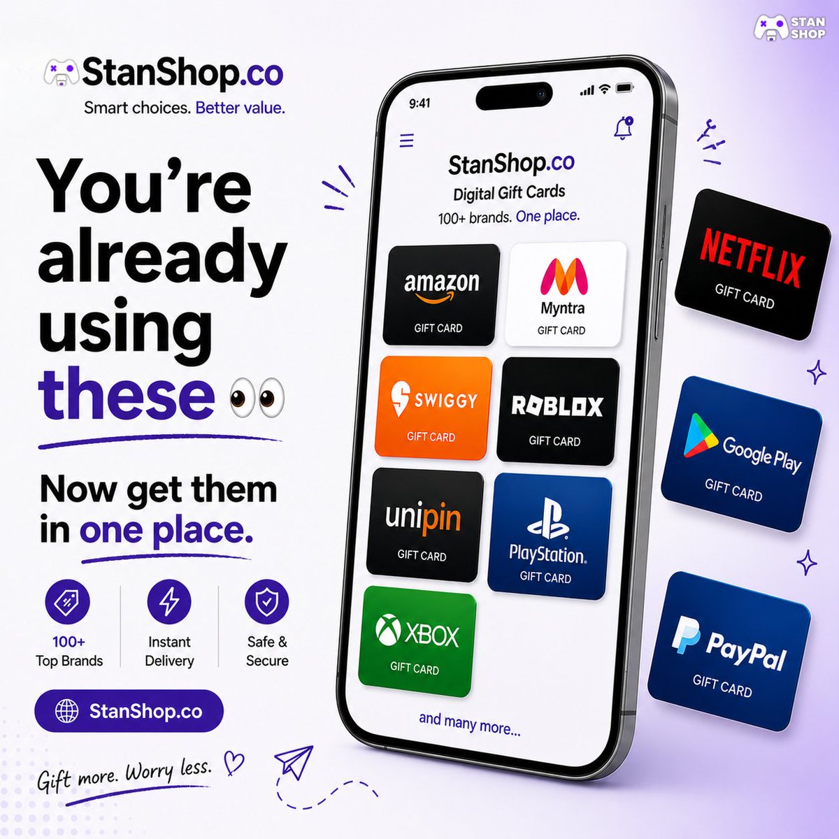 StanShop_co's tweet image. All your favourite brand gift cards — in one place 💳
Better prices, easier access 💸✨

Explore Now👇
stanshop.co/in/?utm_source…

#stashop #giftcard