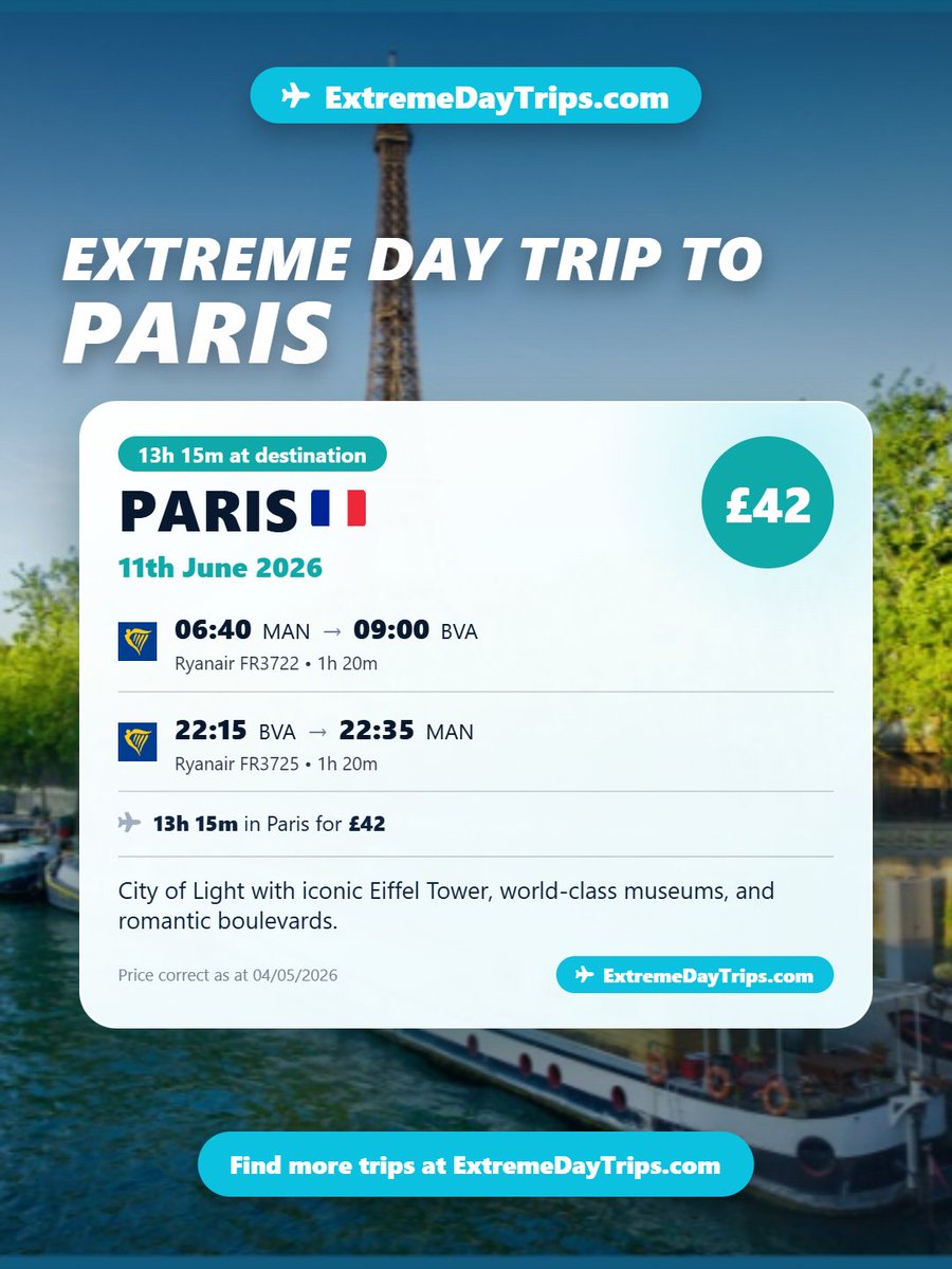 ExtremeDayTrips's tweet photo. Bargain Extreme Day Trips from Manchester Airport under £60. Save this carousel for easy day trip inspiration and find more using the Extreme Day Trip Finder on our website.

#extremedaytrips #extremedaytrip #daytrip #traveldeals https://t.co/rL5SPssG9t