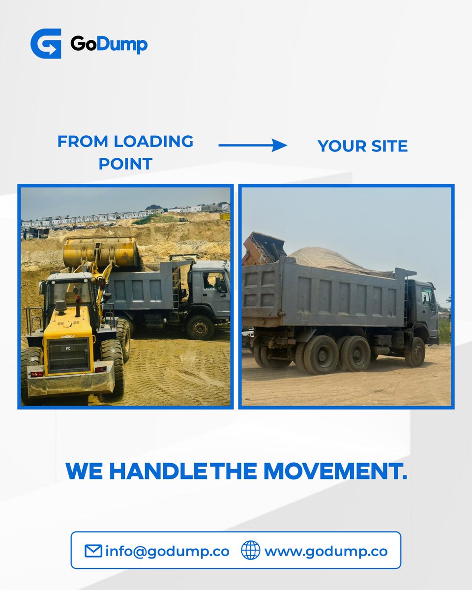godumpng's tweet photo. From the quarry to your site .
One call, Fast Delivery .
Done.

Visit https://t.co/N0QYzdsz1J  to schedule your next delivery .

#delivery #godump #construction #logistics #trucks https://t.co/4IMQgT8bpr