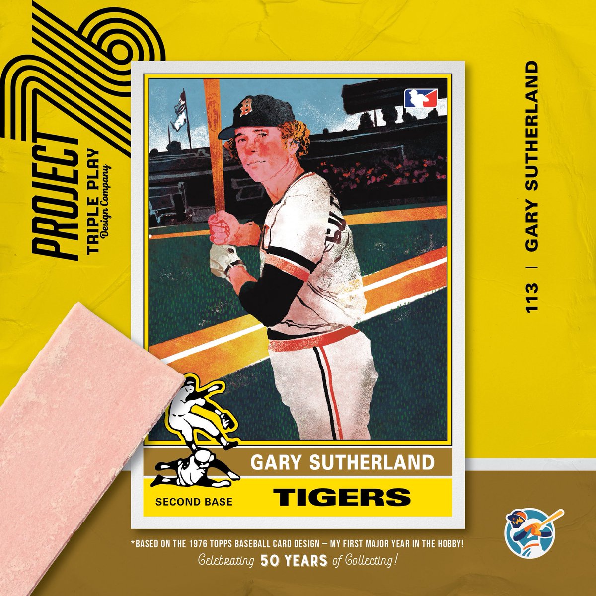 emkittel's tweet photo. Project76 - 113 - Gary Sutherland, Detroit Tigers
#tripleplaydesign #project76 #1976topps #1976 #garysutherland https://t.co/3YatY6XUig