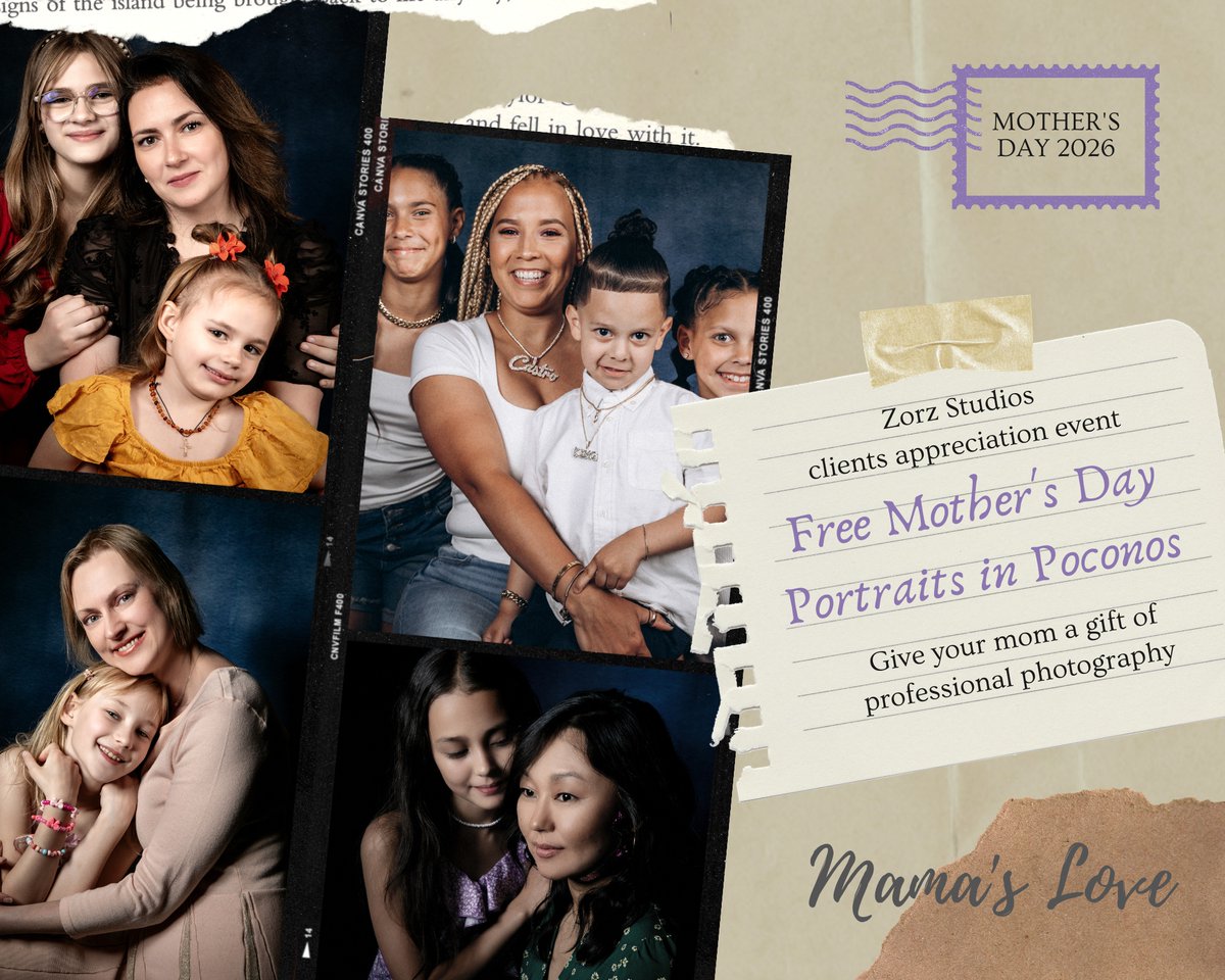 ZorzStudios's tweet image. 🌷📸 Free #MothersDay portraits! Mama’s Love is back for its 10th iteration, now at our #Poconos branch. Clients are treated, neighbors get a friendly discount, and moms can come see what we offer: zorz.it/mamaslove

#MothersDayPortraits #ZorzStudios