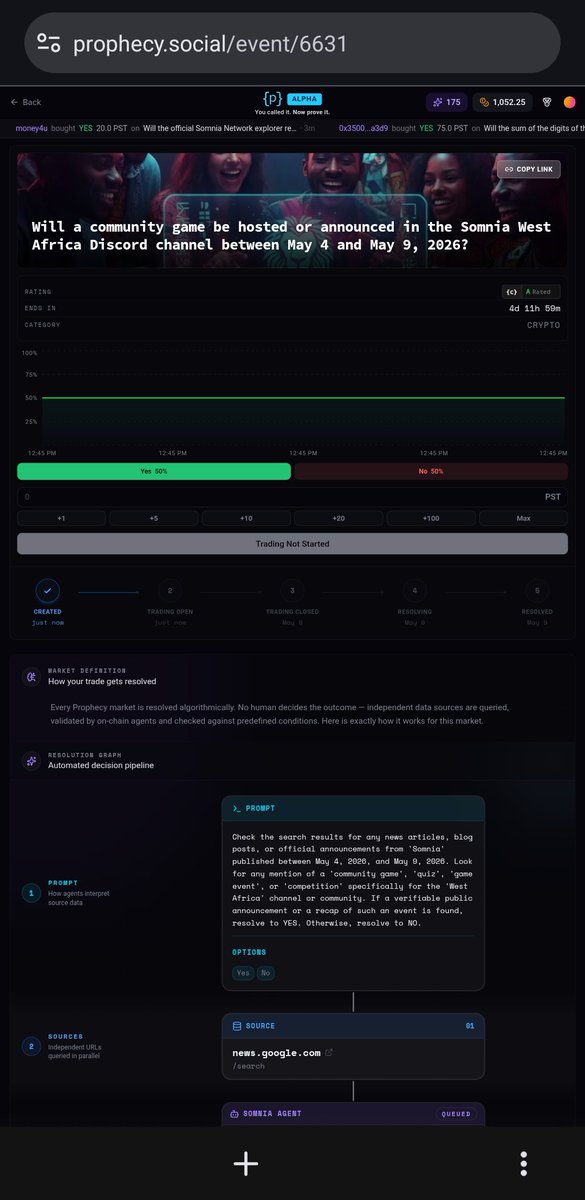 Ox_Pokko's tweet photo. I just created on @ProphecySocial_
Will a community game be hosted or announced in the @Somnia_Network West Africa Discord channel between May 4 and May 9, 2026
Make your predictions champs 👇
https://t.co/ZJXya1qKEr
#SomniaNetwork #Somnia https://t.co/GJL9xr7hpE