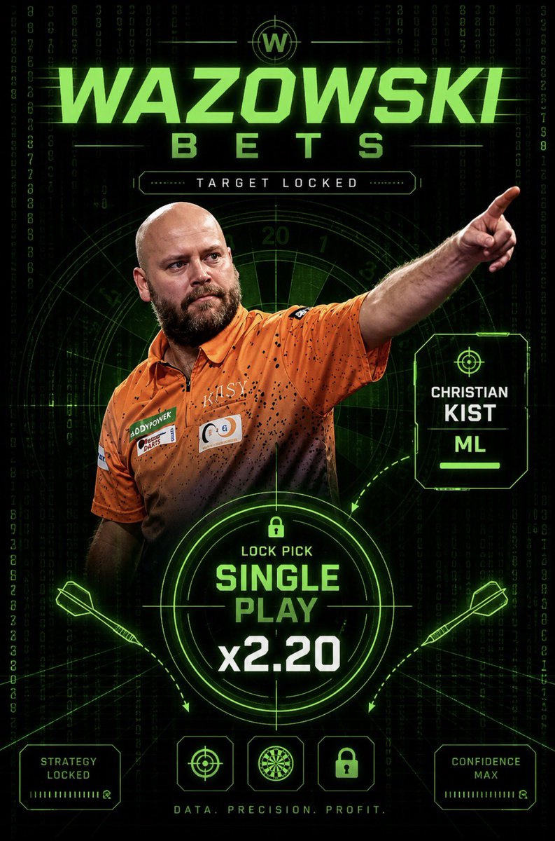 eternoWazowski's tweet image. 🎯 PDC UNDERDOG PLAY 🎯

KIST ML 

💻 Sistema activado
📊 Precisión máxima
🔒 LOCK: x2.20

Cuando el análisis es correcto… el resultado es inevitable.

#PDC #Darts #SportsBetting #BettingTips #BettingTwitter #Tipster #Parlay #ValueBet #GamblingTwitter #DartsBetting #WinningBets