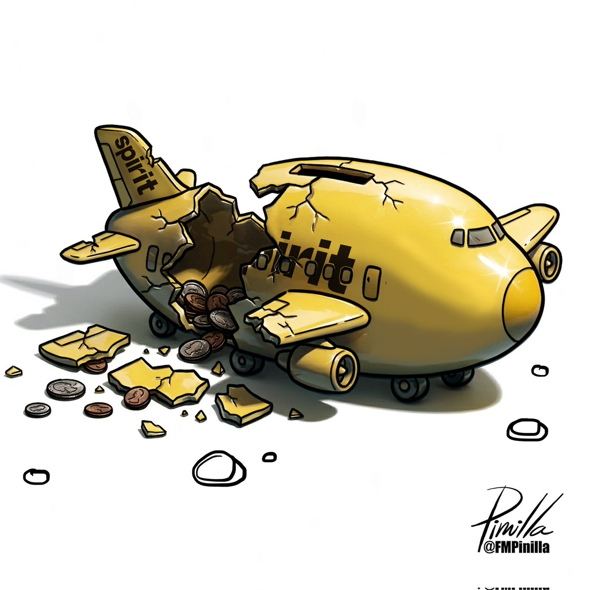 FMPinilla's tweet image. La aerolínea Spirit en quiebra.
•
Caricatura para @DiarioLAmericas
•
#caricatura #cartoon #eeuu🇺🇸 #spirit #noticia