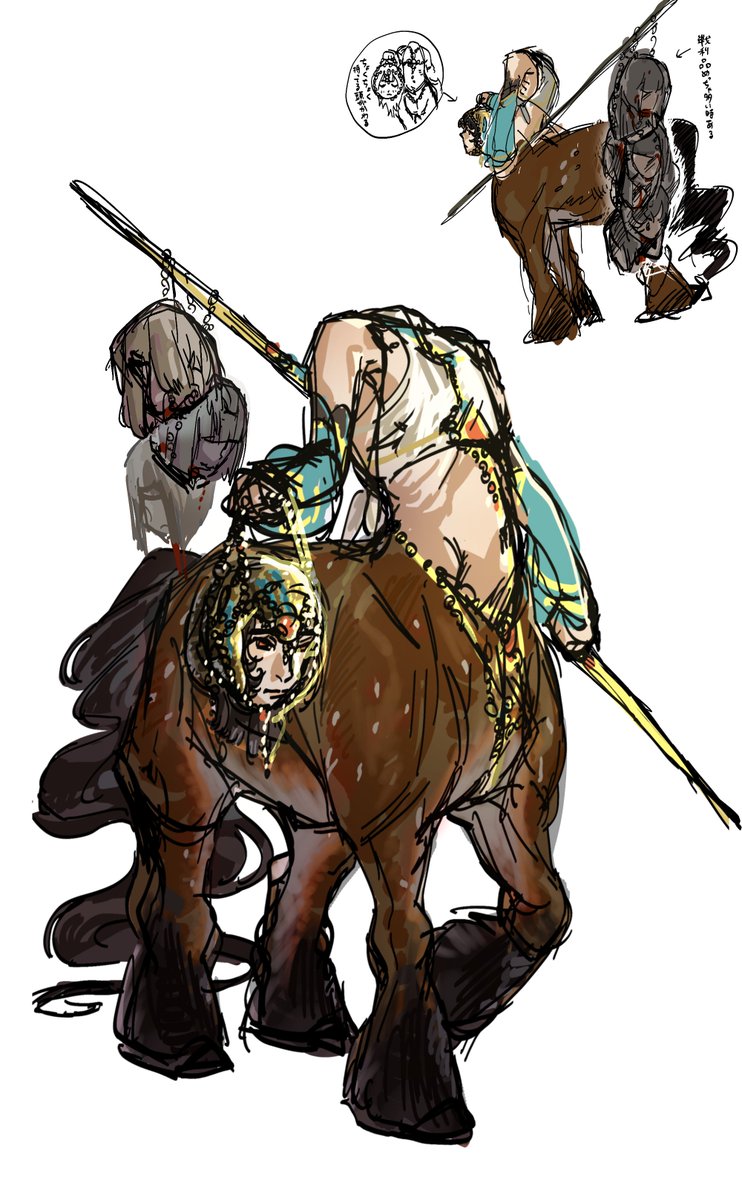 mameda0's tweet photo. 首狩り🐎さんラフを描いてみたり https://t.co/paHYSuWuza