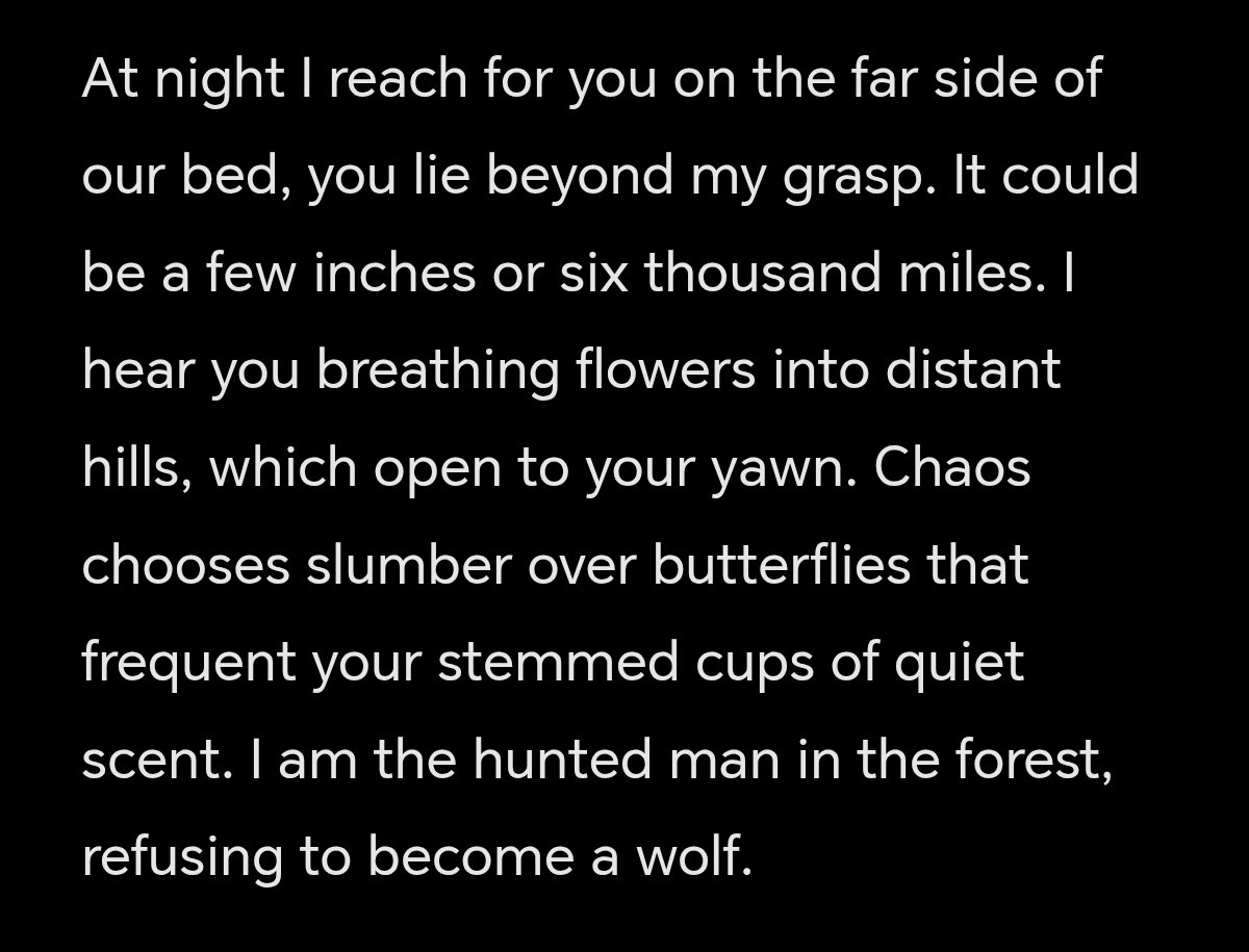 jonahboat's tweet photo. #poetry #3wordpromt #amwriting
Slumber
Chaos
Grasp

(another take) https://t.co/9IlP6R4ASq