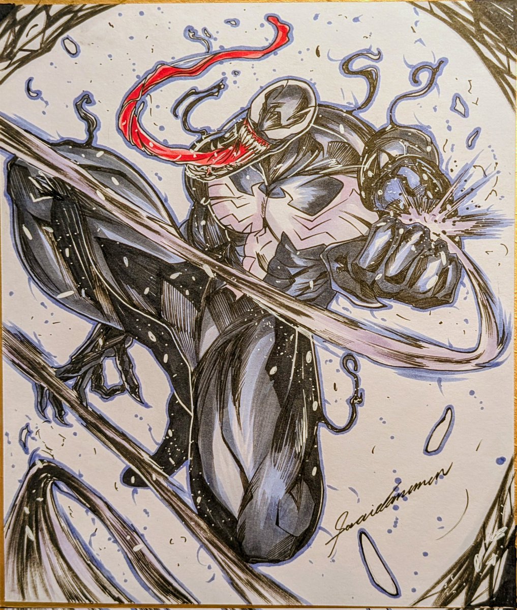 soraidey1962's tweet image. スパイディ色紙を描いてみる番外編
 #Venom  #spiderman  #spidermanfanart