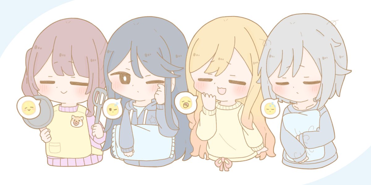 お泊まり会した朝のレオニ🥧🎸🎹🍜
#prsk_FA