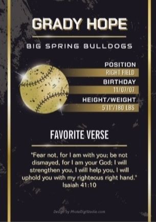 BigSpringBsball's tweet image. SENIOR NIGHT!

Come out to the game tonight to support our seniors - Chase Fry + Grady Hope - as they lead us down the final stretch!  Gametime 4:30pm.  Chase + Grady will both have baseball cards to sign after the game. 
#Insatiable #Resilient #Altruistic #Dogtown
